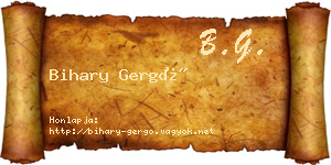 Bihary Gergő névjegykártya